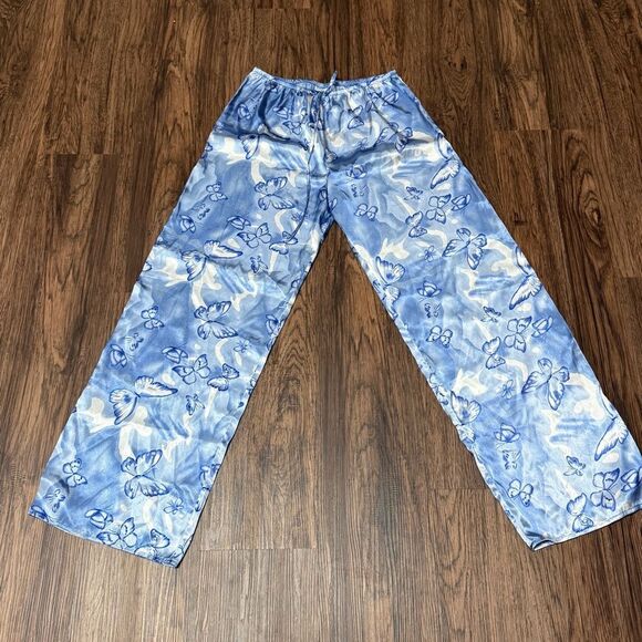 Shut Eye Blue Floral Butterfly Print Pajama Pants Size Large - Picture 2 of 10
